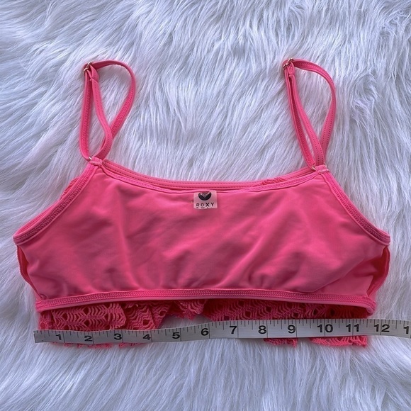 Roxy Bikini Top Bathing Suit Swimsuit Pop Over Mesh Pink Beach Festival Small - Picture 8 of 9